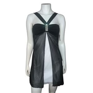 Windsor Juniors Black White Party Cocktail Dress Lined Clear Rhinestone Sz 3 NWT